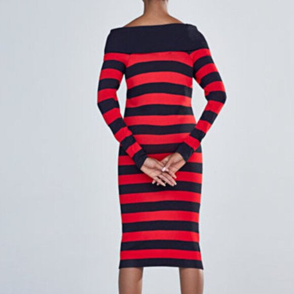 NWT off-the-shoulder stripes sweater dress, size S. - Picture 2 of 8